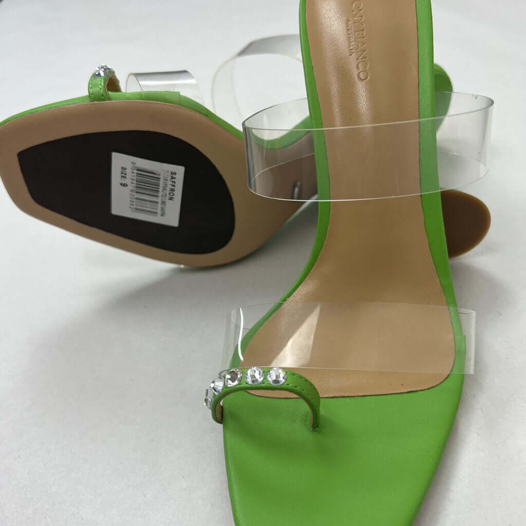 Tony Bianco Lime Green Saffron 9 Sole and front Detail