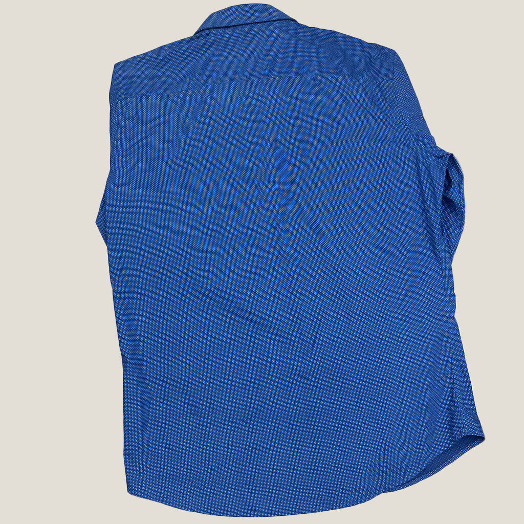 Tarocash Slim Fit Blue Polkadot Long Sleeve Shirt Back