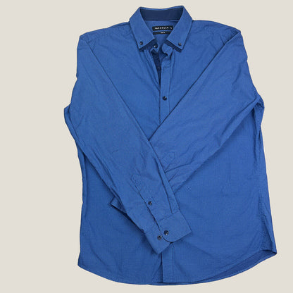 Tarocash Slim Fit Blue Polkadot Long Sleeve Shirt Large