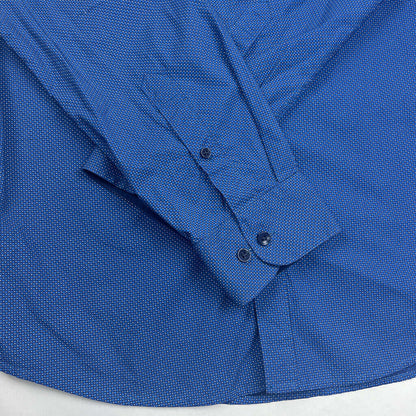 Tarocash Slim Fit Blue Polkadot Long Sleeve Cuff Detail