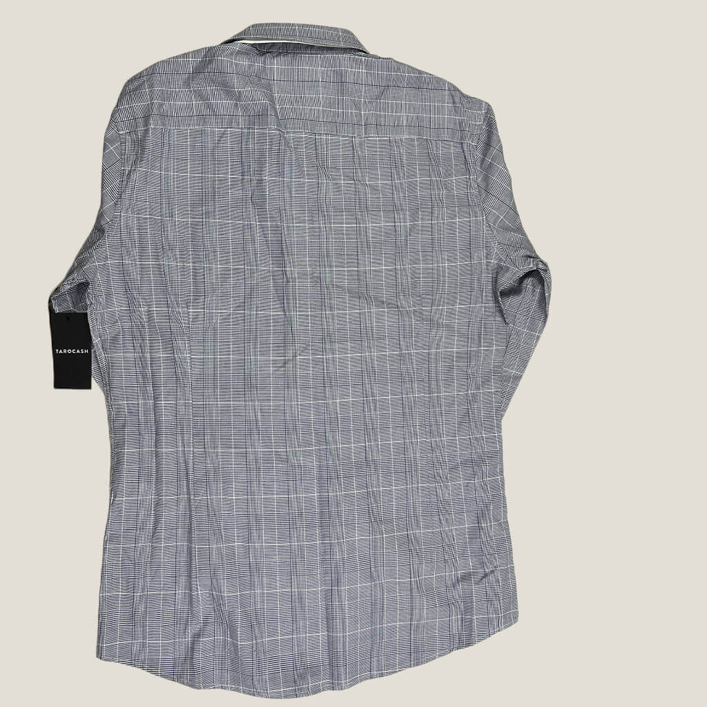 Navy And White Check Men's Shirt Sleeve Back