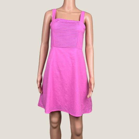 The Self-Styler Pink Sleeveless Dress with pleated Bust Area