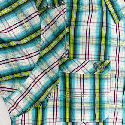Tomo Wolfe Mens Checkered Distressed Shirt Pocket Detail