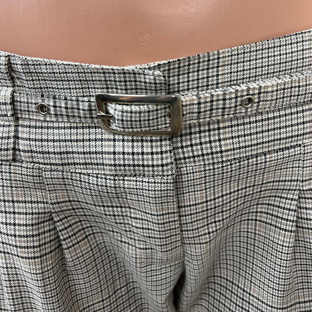 Valley Girl Bermuda Checkered Short Buckle Detail