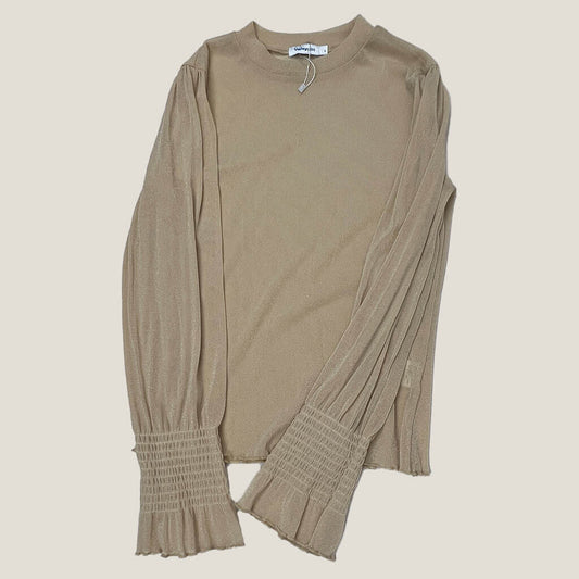 Valleygirl sheer metallic gold and cream womans top front