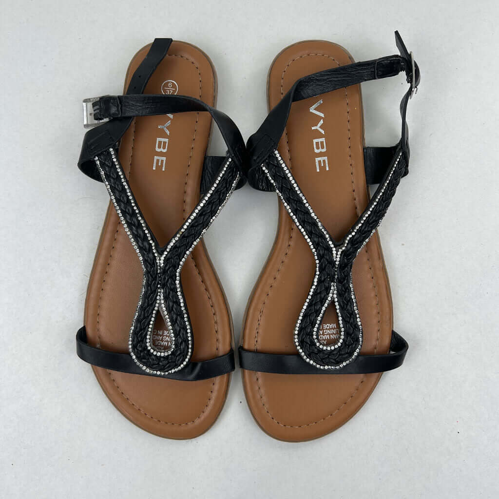 Vybe Sandle Feature Diamante Rope Straps