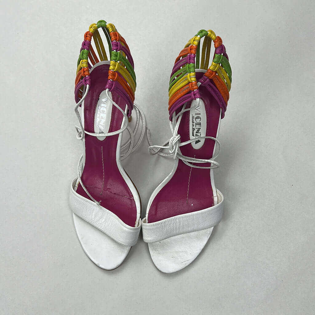 Vincenza High Heel Rainbow Trim Sandals Pair