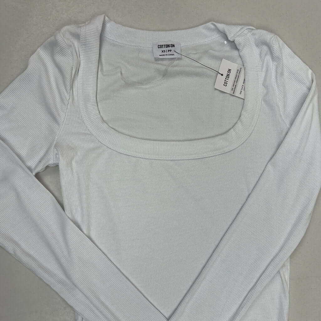 Cotton On White Long Sleeve Top Collar Detail